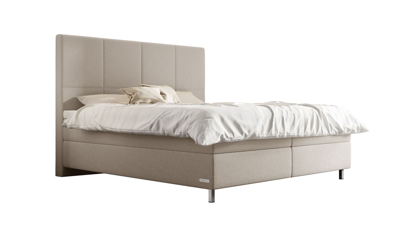 Das SCHLARAFFIA Boxspringbett "Chicago" – hier mit SECRET Microvelours-Bezug in Beige (Topper optional).