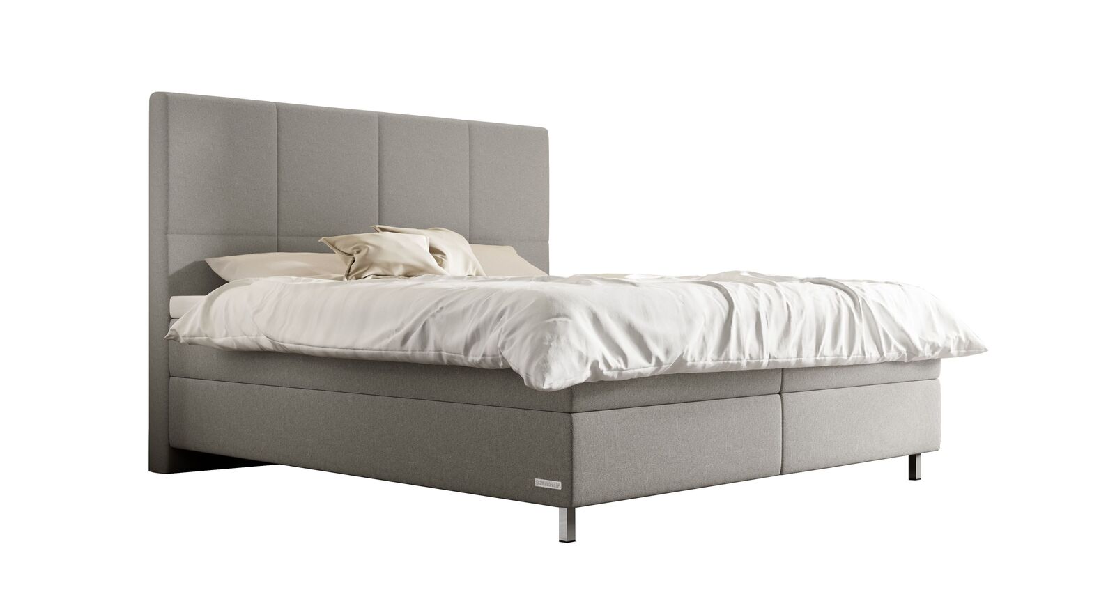 Das SCHLARAFFIA Boxspringbett "Chicago" – hier mit SECRET Microvelours-Bezug in Silver (Topper optional).