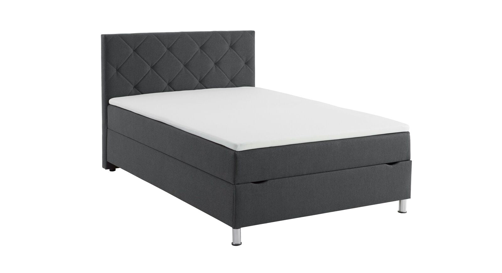 In den Einzelbettgrößen ist das Bettkasten-Boxspringbett "Arvin" mit einem Bettkasten unter der Liegefläche ausgestattet.