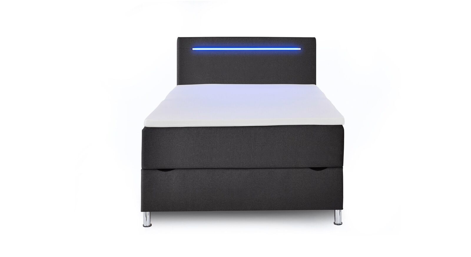 Das anthrazitfarbene Bettkasten-Boxspringbett "Oritel" Express – hier in der Größe 120x200 cm.