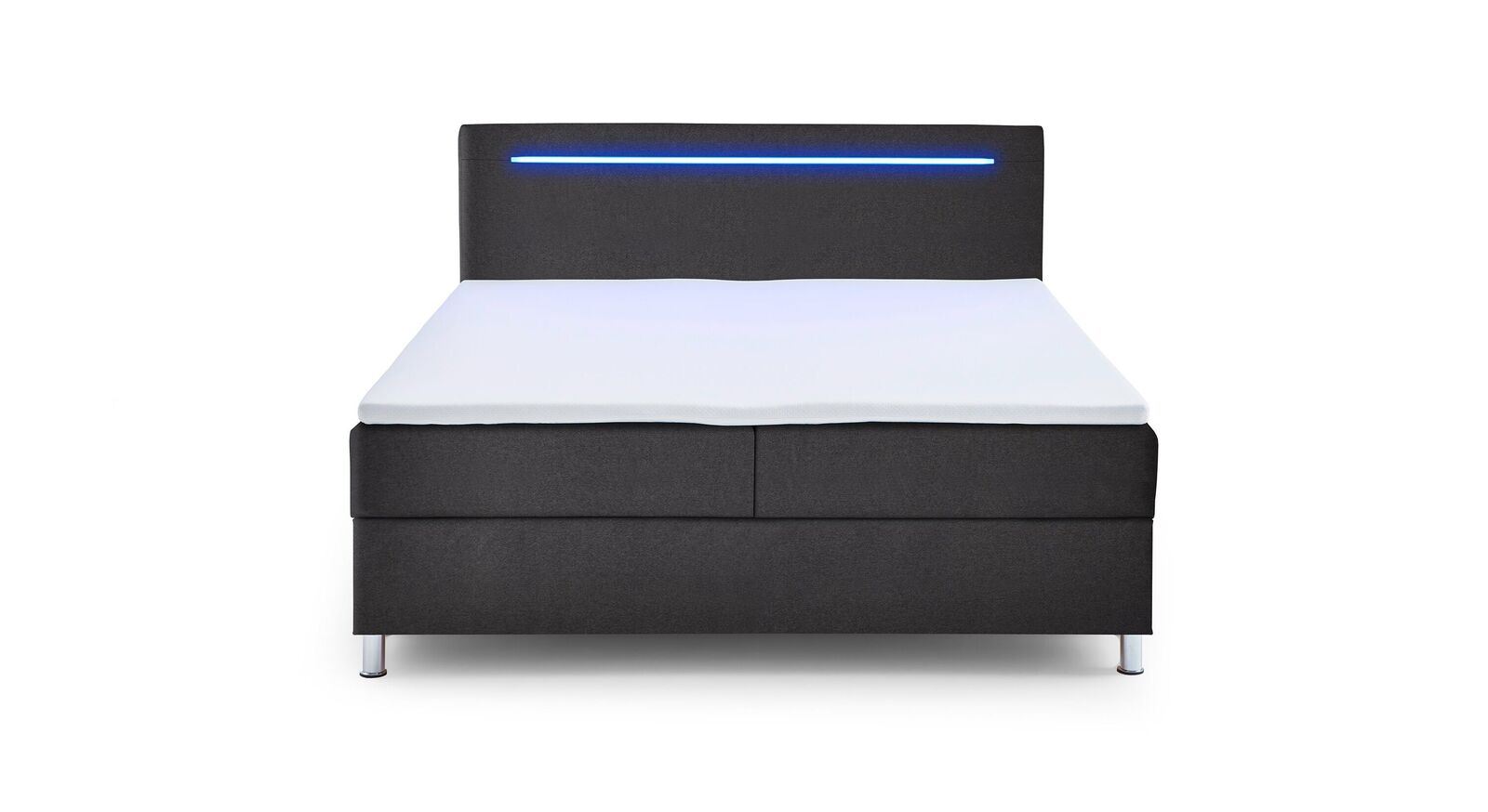 Das anthrazitfarbene Bettkasten-Boxspringbett "Oritel" Express – hier in der Größe 180x200 cm.