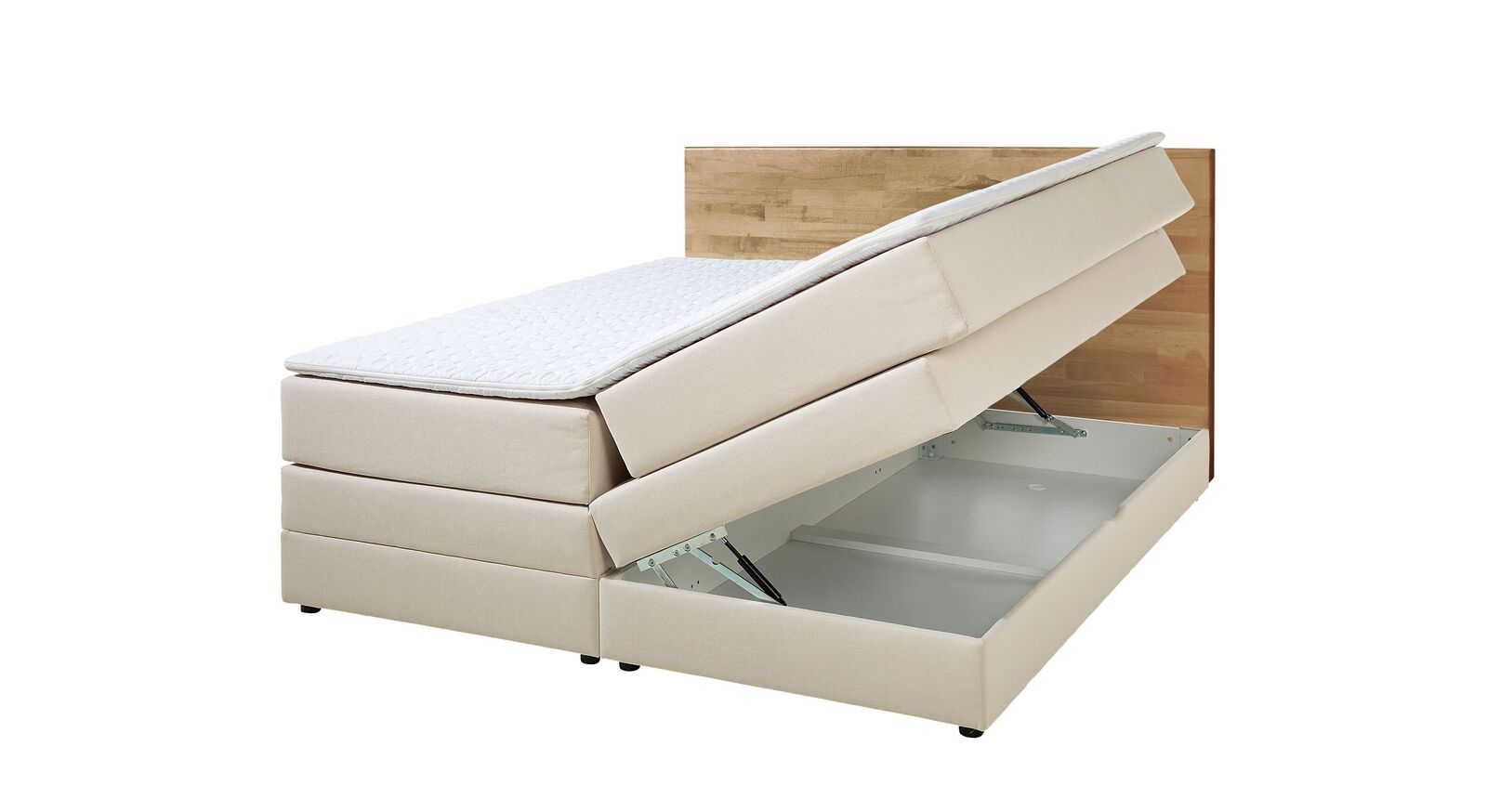 Um an den Inhalt Ihres Bettkastens zu gelangen, heben Sie einfach die Boxspringbox samt Matratze und Topper an.
