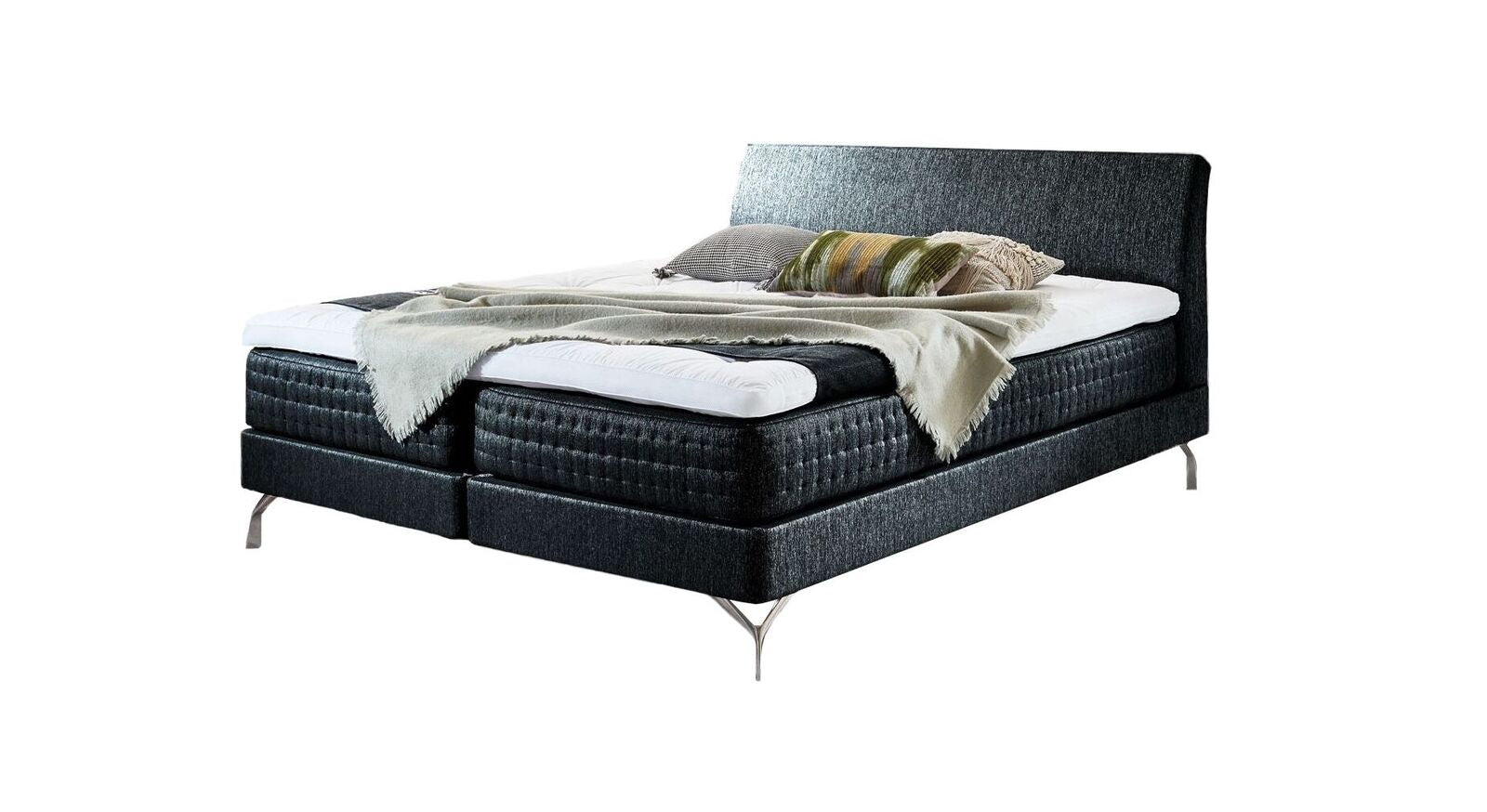 Das Boxspringbett "Barima" in extravagantem Design - hier in der Farbe Petrol.