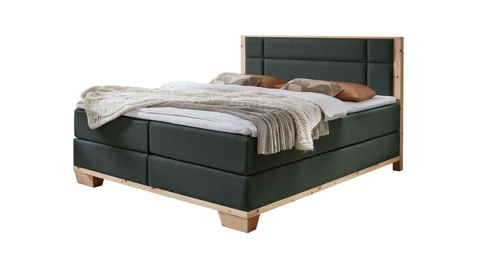 Das attraktive Boxspringbett "Salonetto" im modernen Design - hier mit anthrazitfarbenem Stoffbezug.