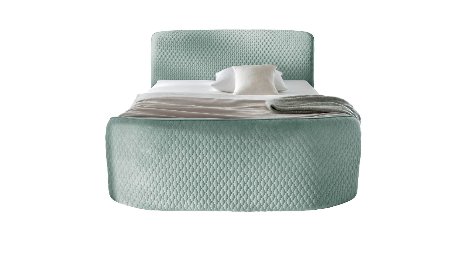 Außergewöhnliche Schlafstätte für zwei Personen: das Boxspringbett "Selina" in der Farbe Mint.