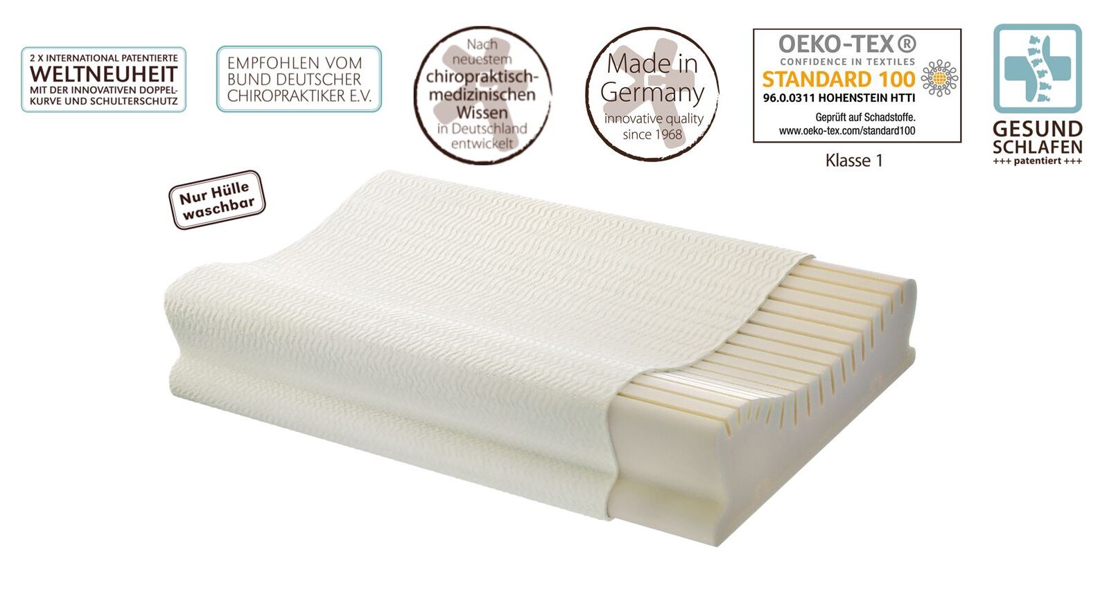Das Centa-Star Nackenstützkissen "NeckProtect<sup>®</sup>" Ultra wird nach höchsten Standards in Deutschland gefertigt.