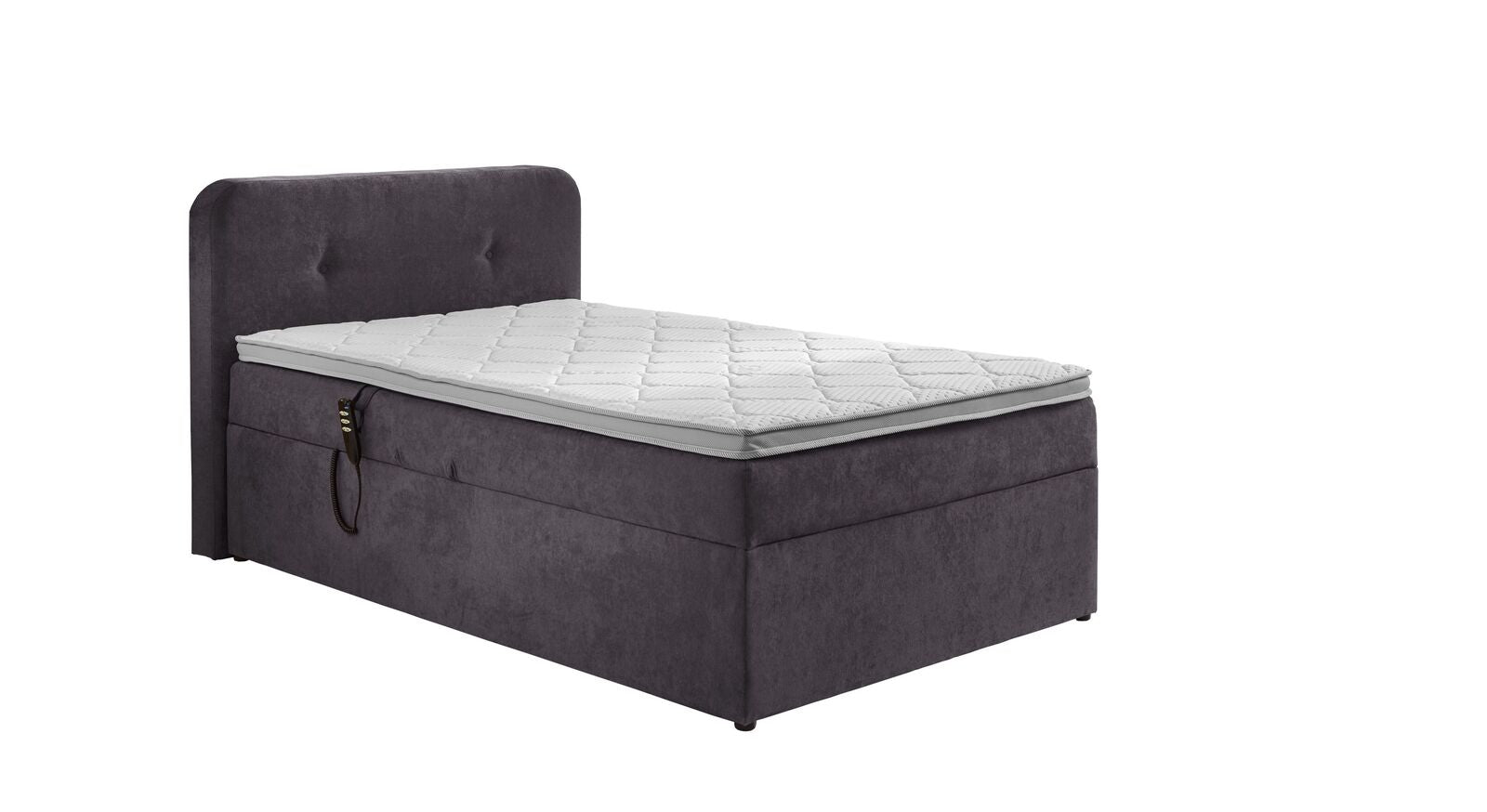 Alles inklusive: das 120x200 cm große Elektro-Einzel-Boxbett "Paden" mit Bettkasten, Elektroverstellung, Matratze und Topper.