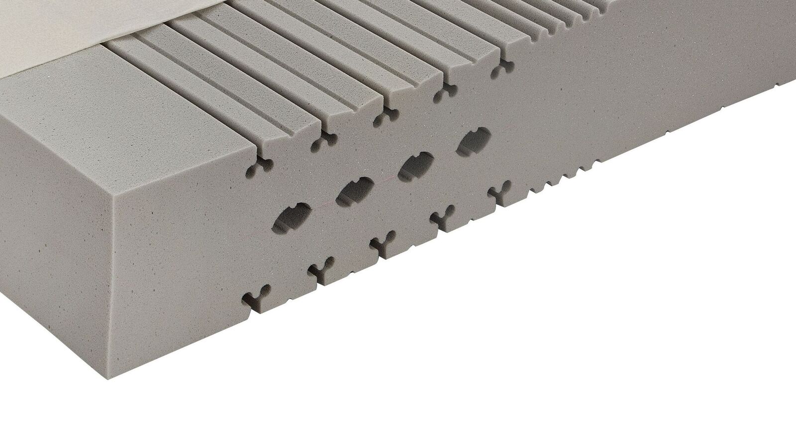 Innovative durchgehende Schulterkanäle ermöglichen ein angenehmes Einsinkverhalten in Seitenlage.