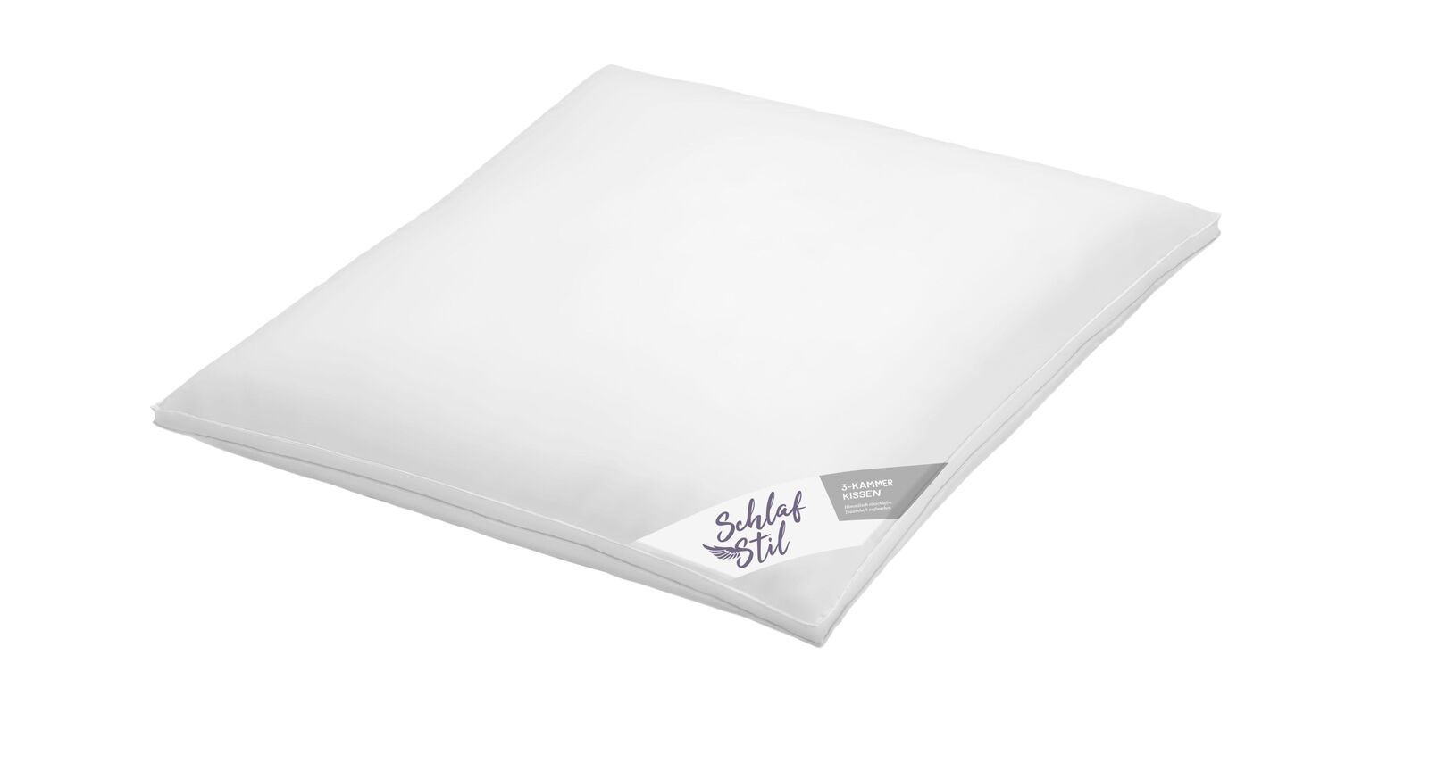 Das 3-Kammer-Kissen (hier in 80x80 cm) ist mit sibirischen Prachtgänsedaunen und -federn gefüllt und lässt sich bei 60 °C in der Maschine waschen.