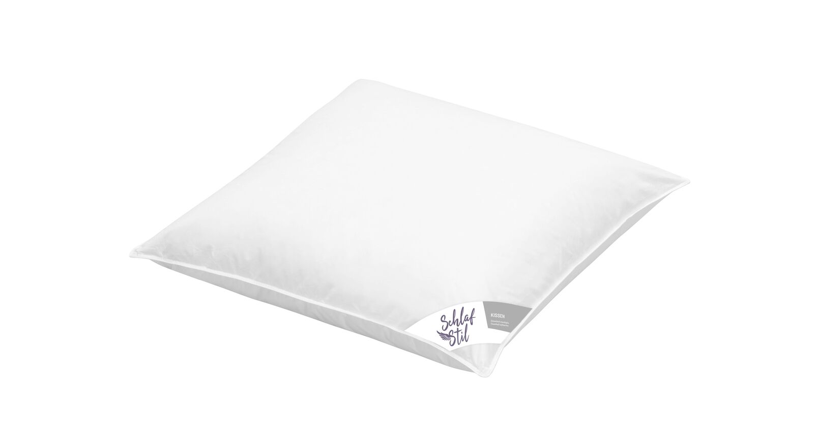 Das komfortable 1-Kammer-Kissen (hier in 80x80 cm) kann bei 60 °C in der Maschine gewaschen werden.