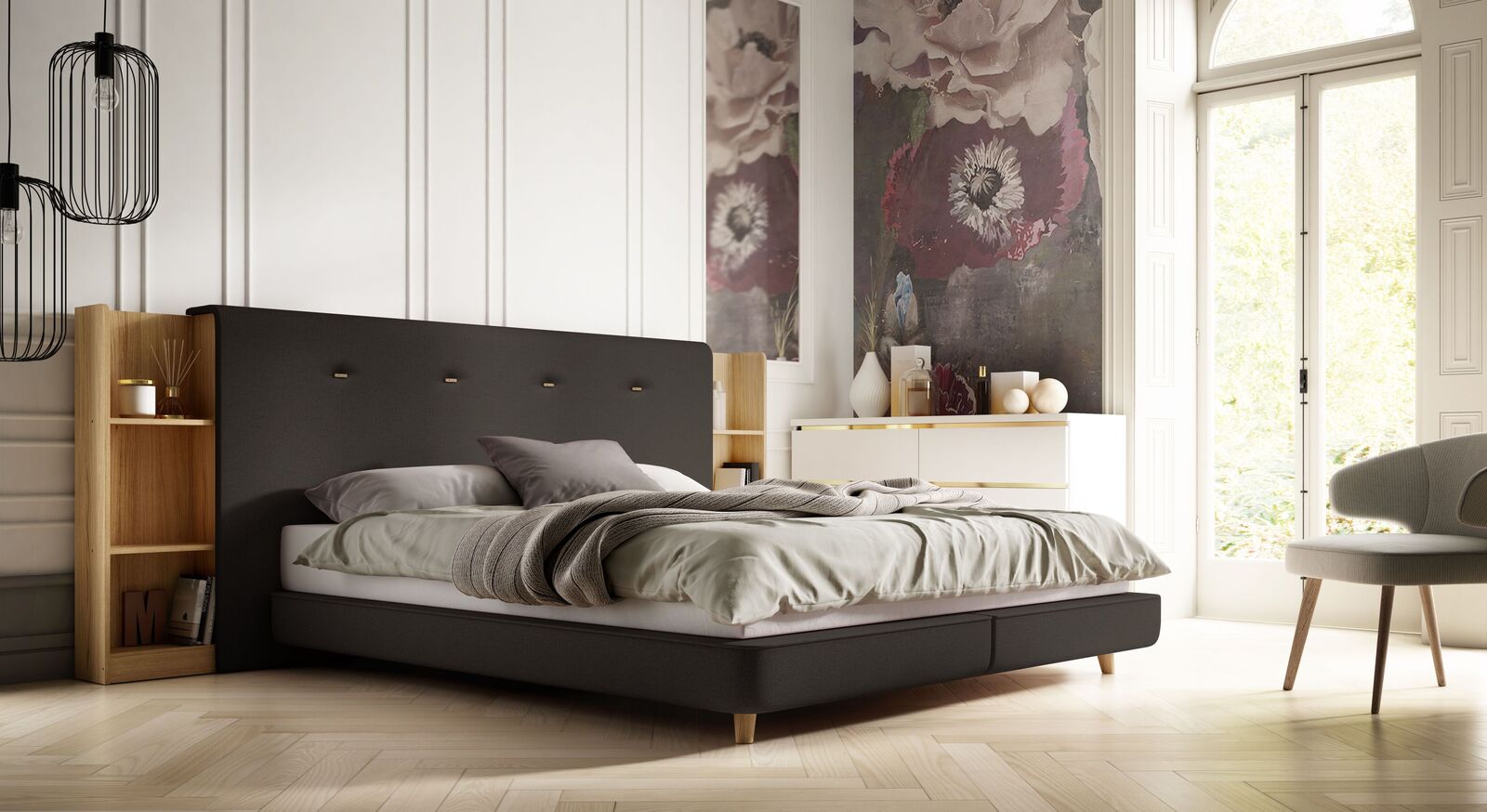 SCHLARAFFIA Bett "Buddy Holly" mit Boxspring-Unterfederung