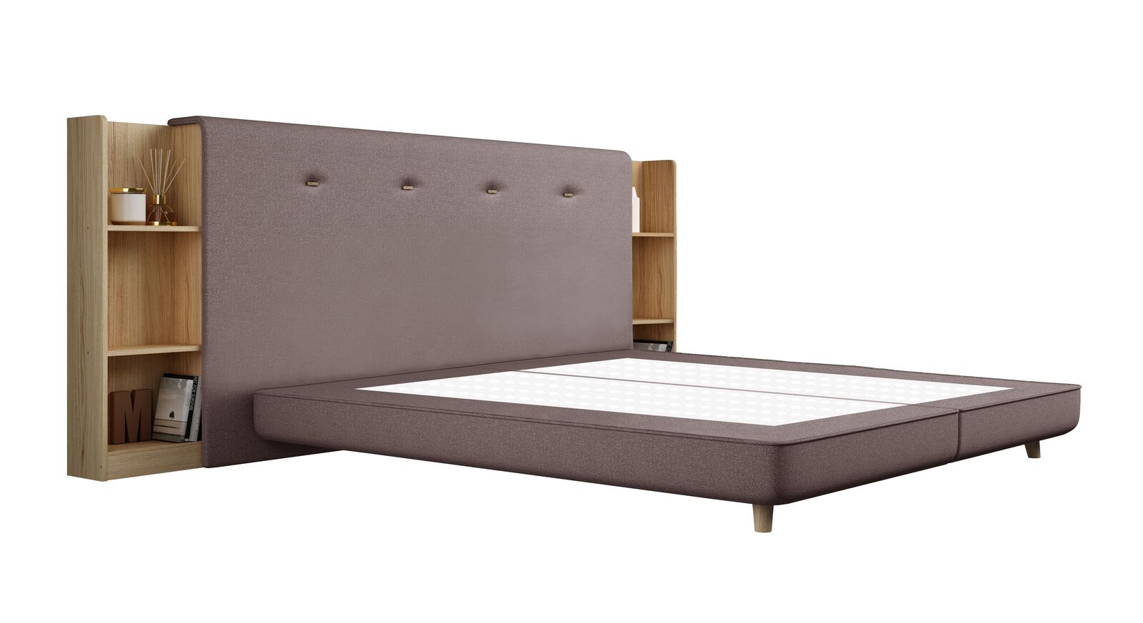 Das SCHLARAFFIA Bett "Buddy Holly" mit Boxspring-Unterfederung – hier mit feinem FACE Webstoffbezug in der Farbe Steel.