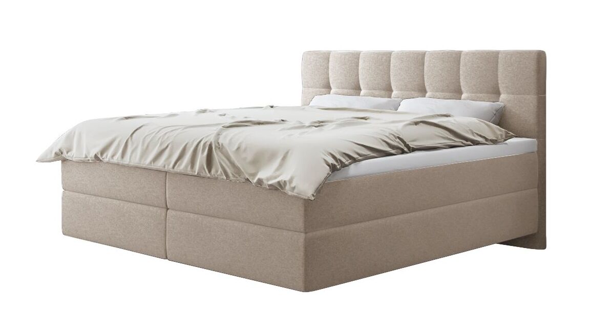 Das SCHLARAFFIA Boxspringbett "Medea" – hier mit SECRET-Bezug in Beige (Topper optional).