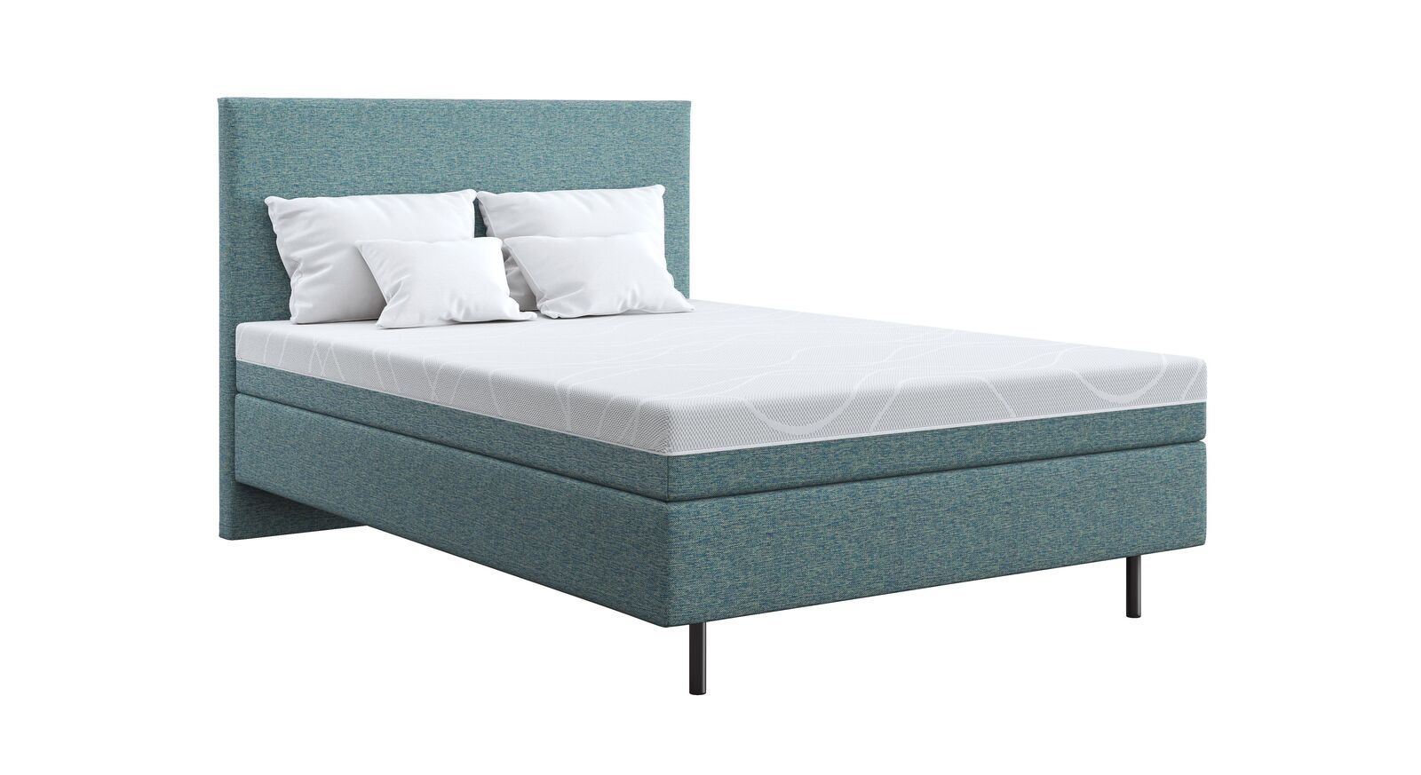 Das SCHLARAFFIA Boxspringbett "myNap" – hier in 140x200 cm und mit CASUAL-Bezug in Aquamarine.