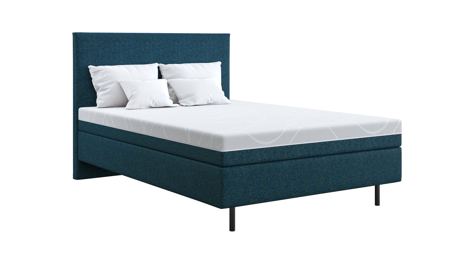 Das SCHLARAFFIA Boxspringbett "myNap" – hier in 140x200 cm und mit CASUAL-Bezug in Navy Blue.