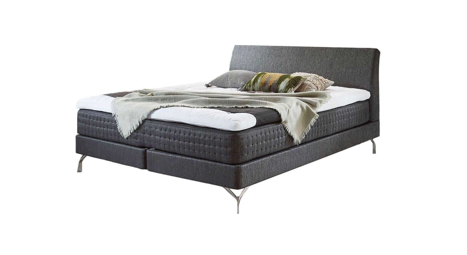 Das Boxspringbett "Barima" in extravagantem Design - hier in der Farbe Anthrazit.
