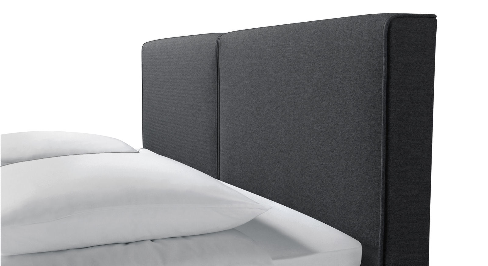 Das bequem gepolsterte und geteilte Kopfteil erinnert an ein gem&uuml;tliches Sofa.