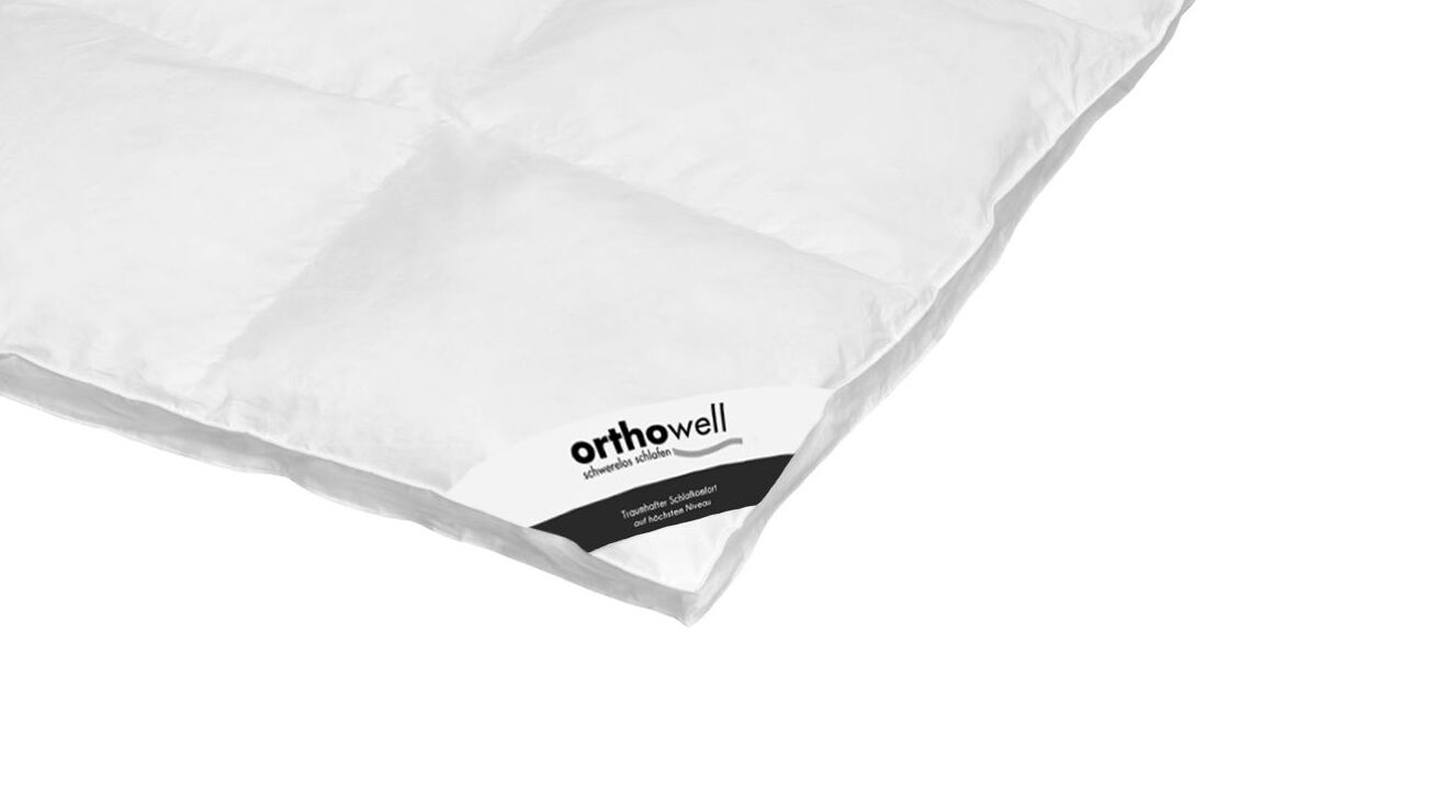Mit der Daunen-Bettdecke der Marke orthowell erhalten Sie ein Qualit&auml;tsprodukt, das in Deutschland gefertigt wird.