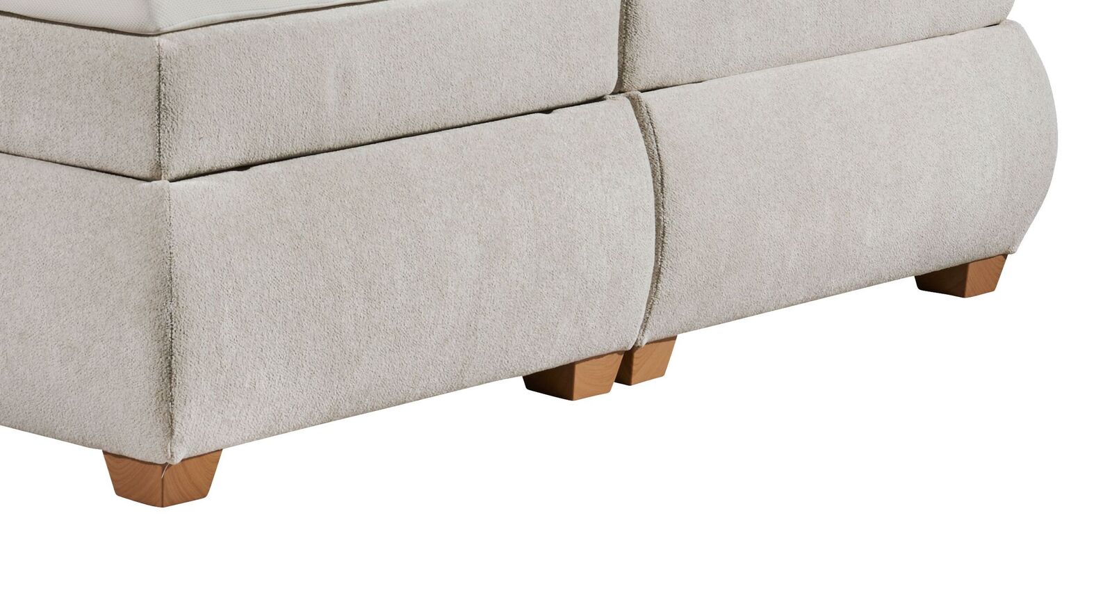 Die konischen F&uuml;&szlig;e aus holzfarbenem Kunststoff runden das stilvolle Design im Modern Style elegant ab.