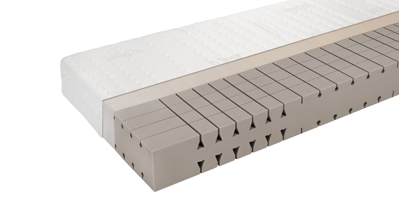 Dank ergonomischer Einschnitte im Kaltschaumkern passt sich die 7-Zonen-Matratze optimal an Ihre K&ouml;rperkonturen an.