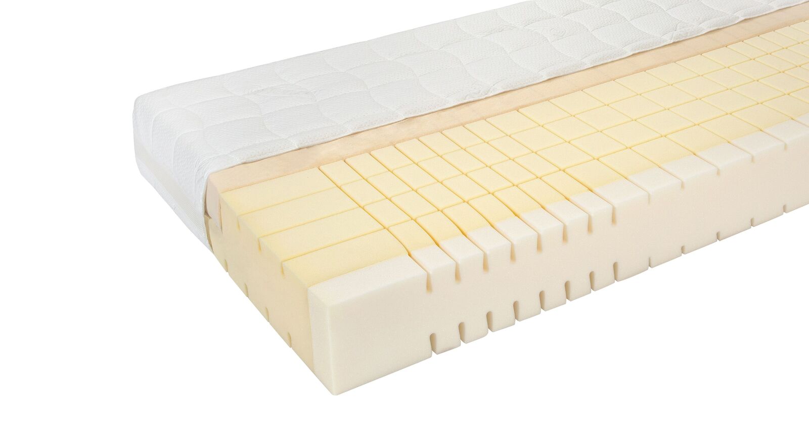 Die sieben Liegezonen der mittelfesten Senioren-Matratze "orthowell dream" bieten eine perfekte K&ouml;rperanpassung f&uuml;r Personen bis 100 kg.