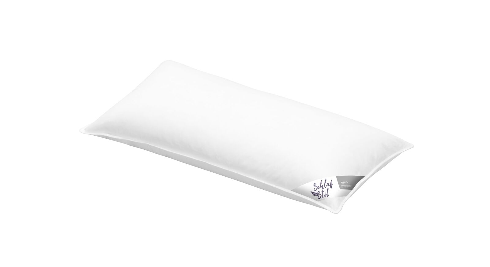 Das mittelfeste SCHLAFSTIL Kissen "D400" (hier in 40x80 cm) ist mit Daunen und Federn bef&uuml;llt.