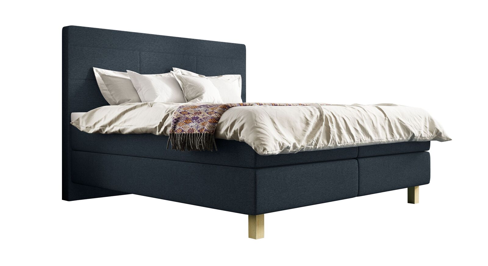 Das SCHLARAFFIA Boxspringbett "Verdi" &ndash; hier mit Microvelours-Webstoff SECRET in Midnight (Topper optional).