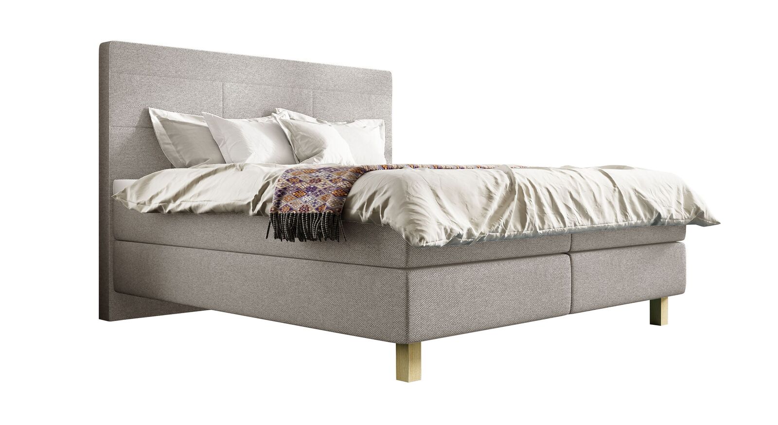 Das SCHLARAFFIA Boxspringbett "Verdi" &ndash; hier mit Microvelours-Webstoff SECRET in Silver (Topper optional).