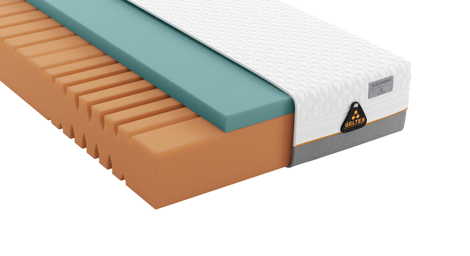F&uuml;r das perfekte Einsinkverhalten und die optimale K&ouml;rperanpassung sorgen der W&uuml;rfelschnitt im GELTEX<sup>&reg;</sup>-Schaumkern sowie die GELTEX<sup>&reg;</sup>-Next-Auflage.